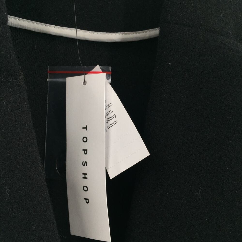 Topshop Longline Oversized Black Coat Pockets Snap Closure Womens Size 12 NEW - Picture 4 of 8